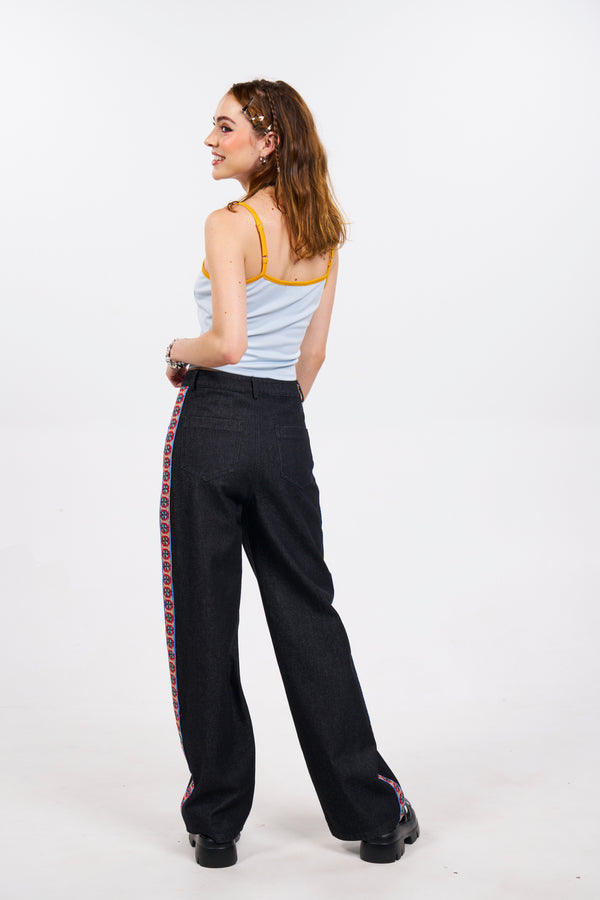 Daisy Delight Embroidered Cami - Blue/Yellow