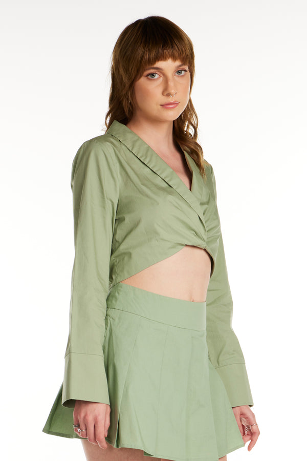 Twist Poplin Crop Top