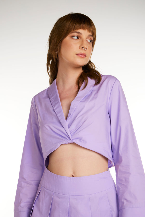 Twist Poplin Crop Top