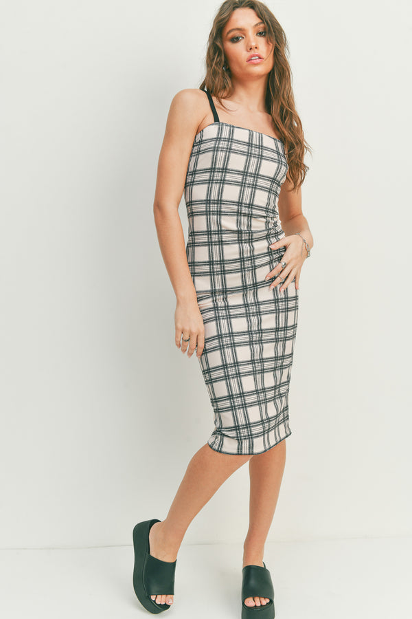 Dark Plaid Midi Dress