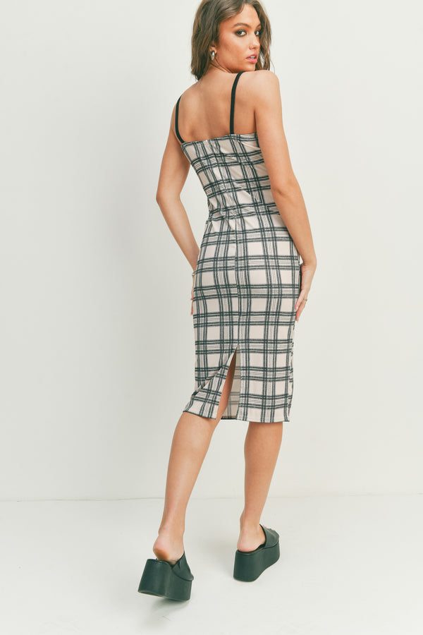 Dark Plaid Midi Dress