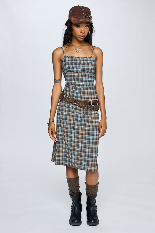 Delilah Dress - Brown Plaid