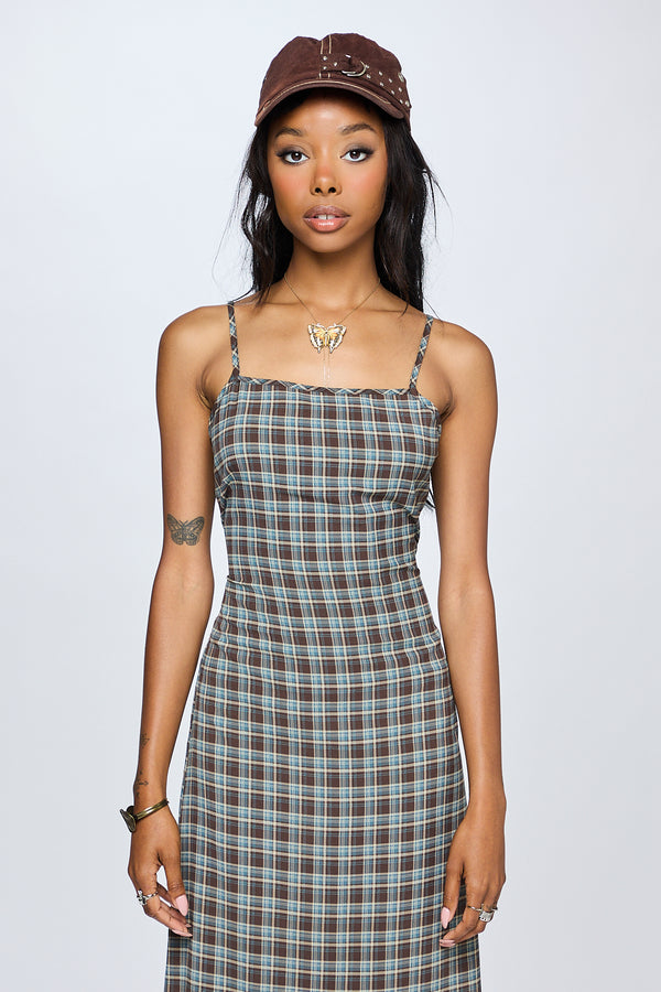 Delilah Dress - Brown Plaid