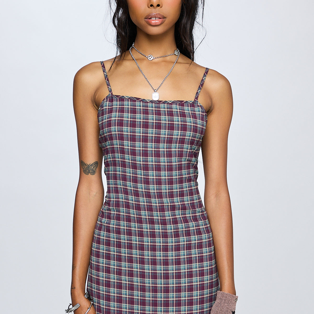 Pretty Damage Models Delilah Dress - Mulberry Plaid – Pretty Damage