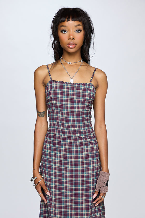 Delilah Dress - Mulberry Plaid