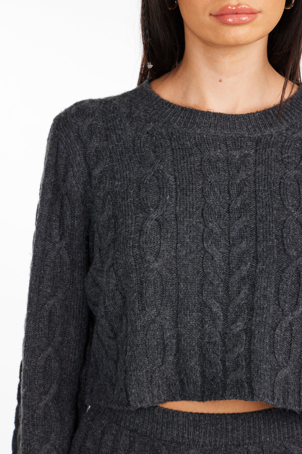 Grey Cable Knit Sweater