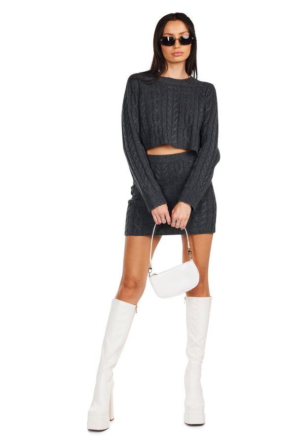 Cable Knit Mini Skirt