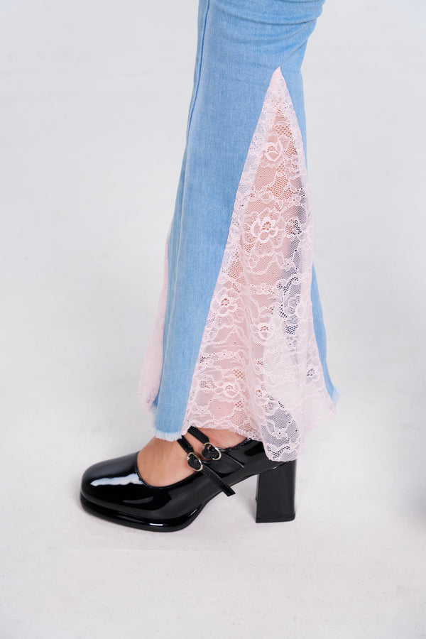 Butterfly Lace Denim Jeans