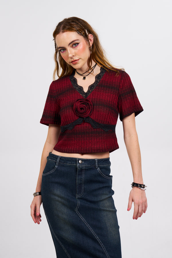 Rose Spatial Top - Red