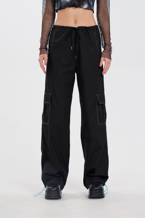 On A Leash Cargo Pants - Black/Blue