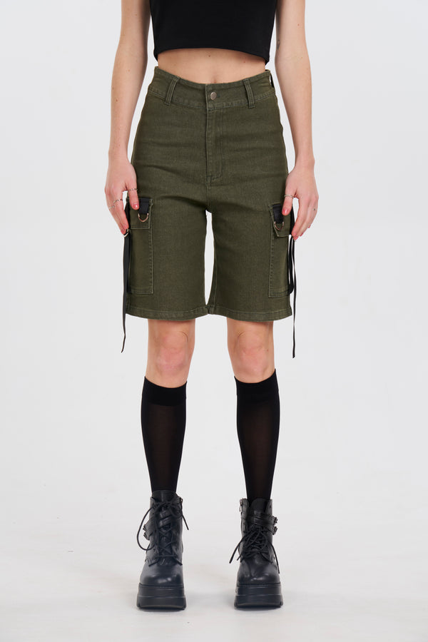 Tether Me Up Jorts - Dark Green