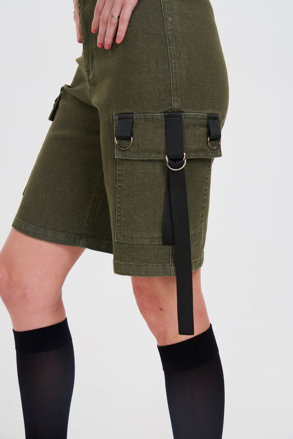 Tether Me Up Jorts - Dark Green