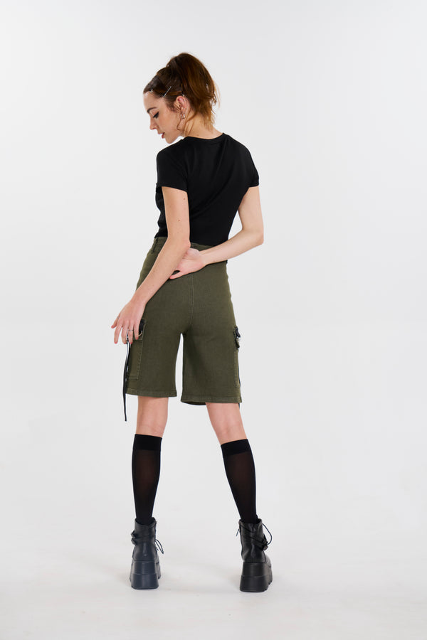 Tether Me Up Jorts - Dark Green