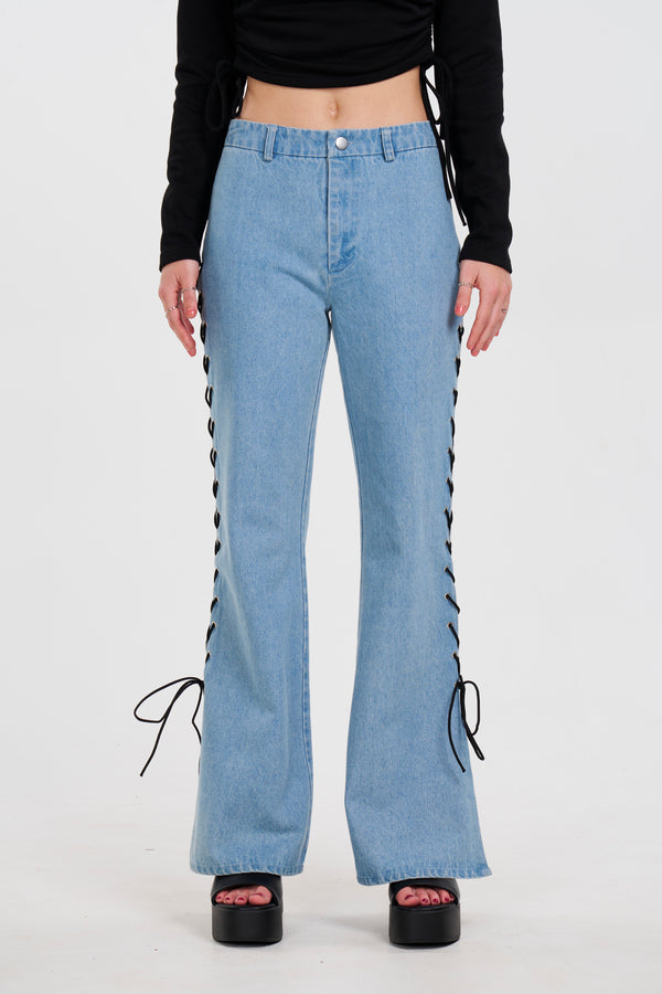 Lace Me Up Denim Pants