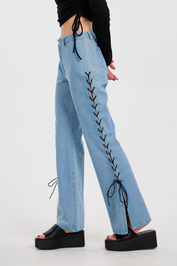 Lace Me Up Denim Pants