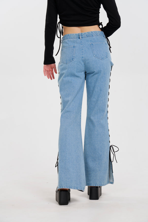 Lace Me Up Denim Pants