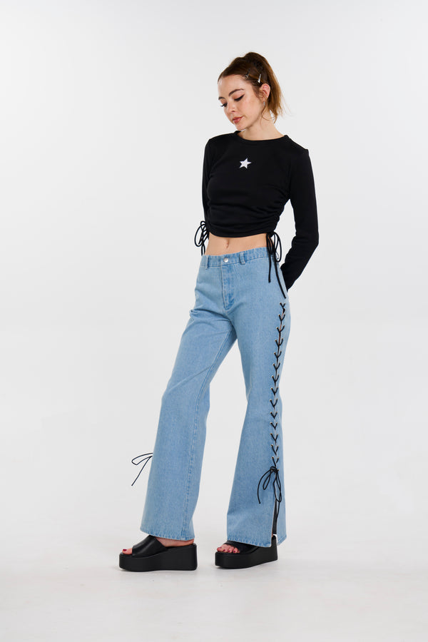 Lace Me Up Denim Pants