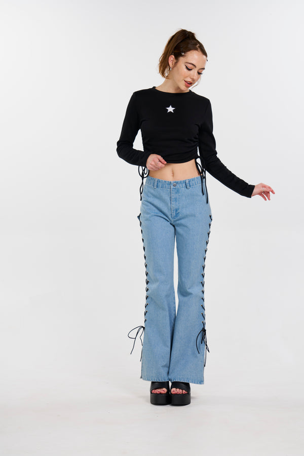 Lace Me Up Denim Pants