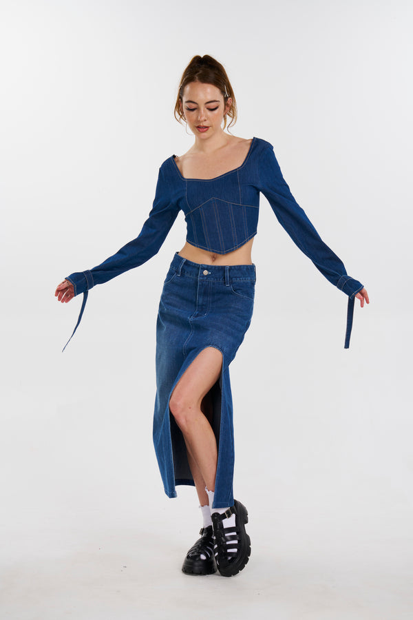 Denim Prairie Top