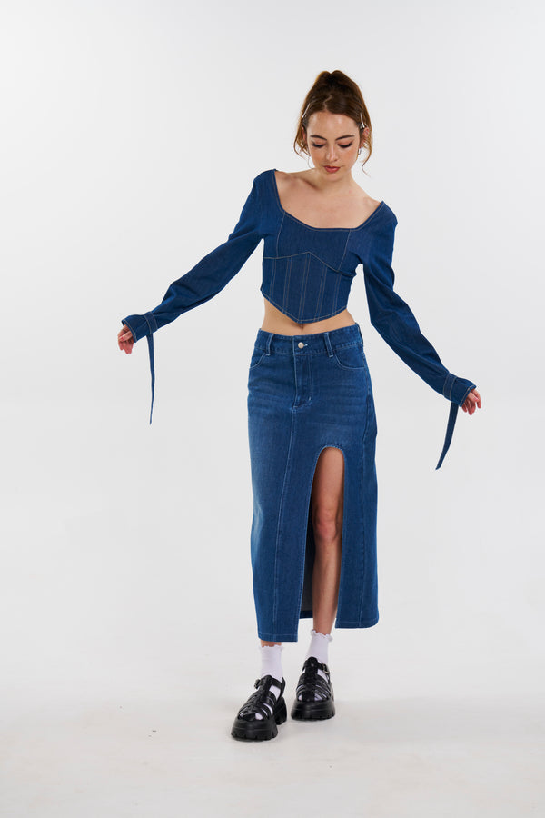 Denim Prairie Top