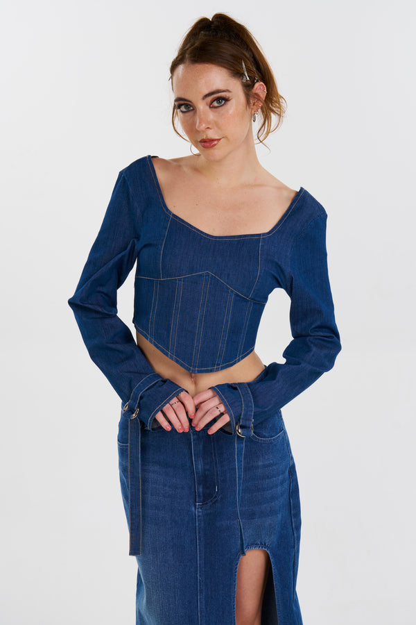 Denim Prairie Top