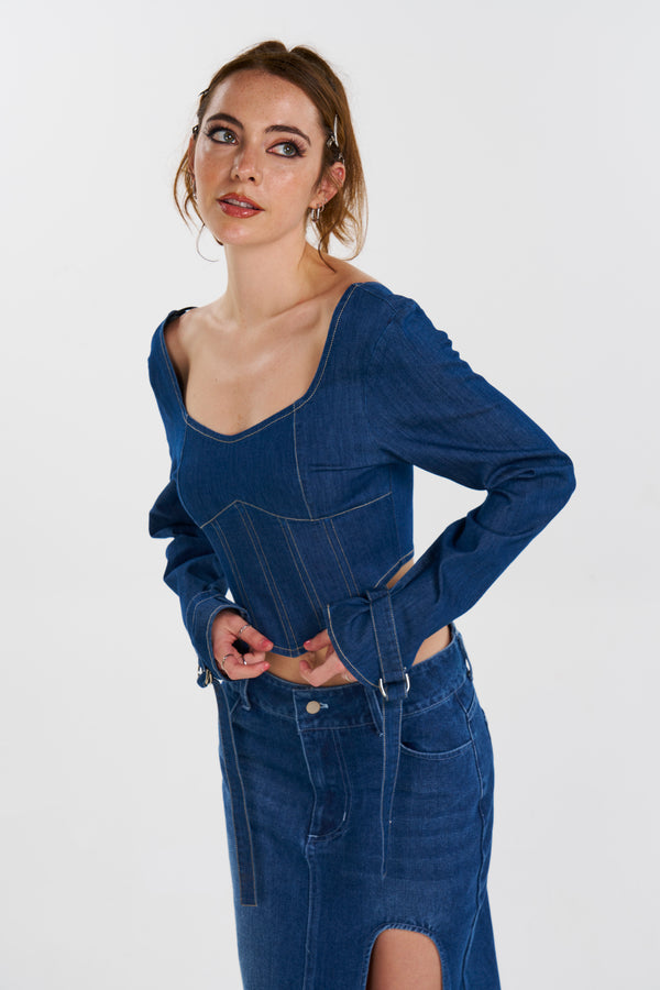 Denim Prairie Top