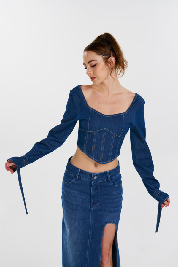 Denim Prairie Top