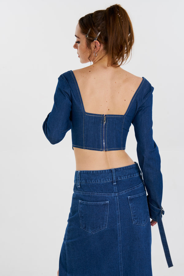 Denim Prairie Top