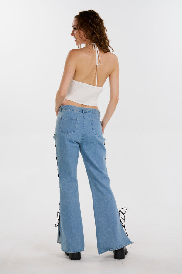 Lace Me Up Denim Pants