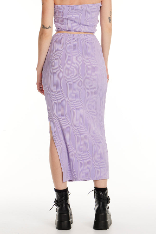 Purple Textured Midi Skirt