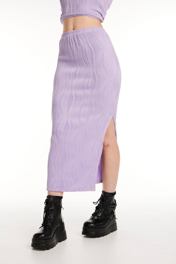 Purple Textured Midi Skirt