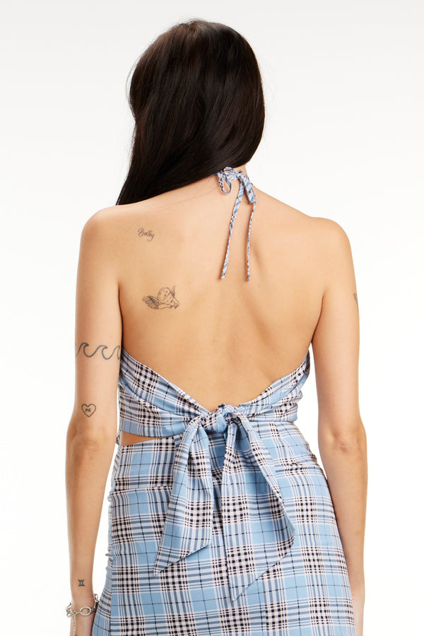 Made You Blush Plaid Halter Top