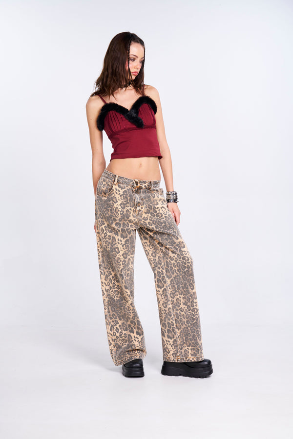 Leopard Baggy Jeans