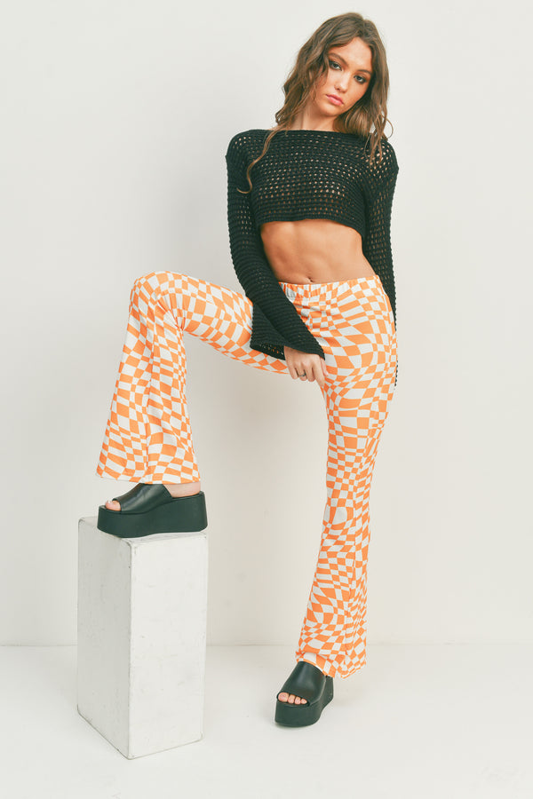 Warped Checkered Flared Pants