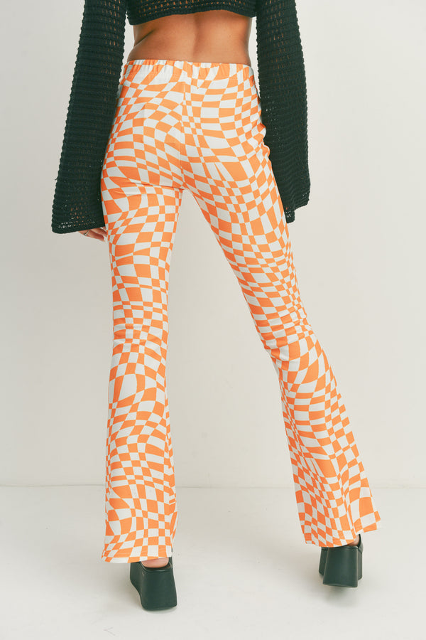 Warped Checkered Flared Pants